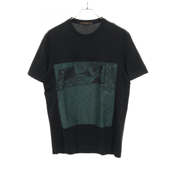 9786 ヴィトン Ｔシャツ コットン トップス モノグラム 半袖 ブラック LOUIS VUITTON - 9786 ヴィトン Tシャツ コットン トップス