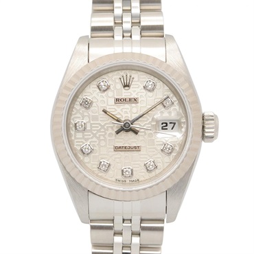 ロレックス デイトジャスト 10Pダイヤ T番 シルバー コンピュータ 新ダイヤ 腕時計 時計 レディース 69174G