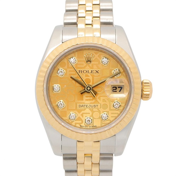 ロレックス デイトジャスト 10Pダイヤ Z番 シャンパン コンピュータ 新ダイヤ 腕時計 時計 レディース 179173G
