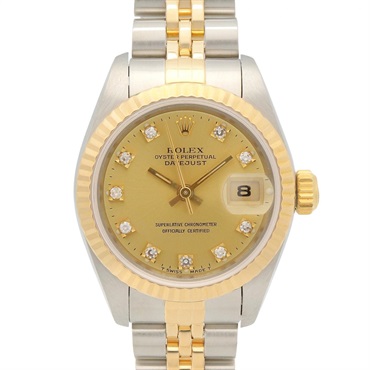 ロレックス デイトジャスト 10Pダイヤ S番 シャンパン 旧ダイヤ 腕時計 時計 レディース 69173G