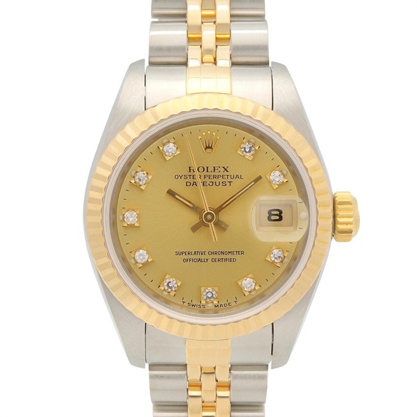 ロレックス デイトジャスト 10Pダイヤ S番 シャンパン 旧ダイヤ 腕時計 時計 レディース 69173G