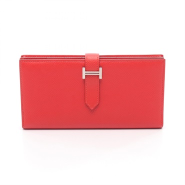 エルメス ベアンスフレ ルージュトマト 二つ折り長財布 財布 レディース