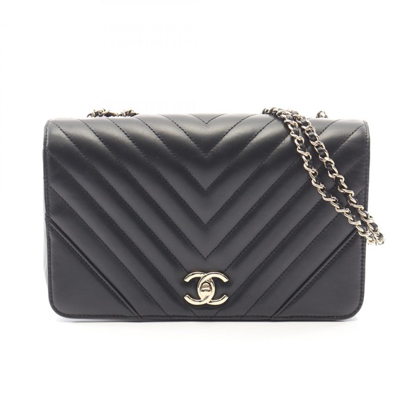 シャネル Vステッチ シェブロン フルフラップ ショルダーバッグ バッグ レディース