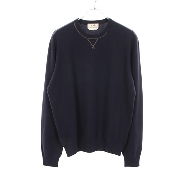 エルメス レザーステッチ クルーネック ニット 衣料品 トップス メンズ