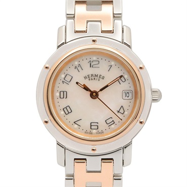 エルメス クリッパーナクレ ホワイトシェル 腕時計 時計 レディース CL4.221