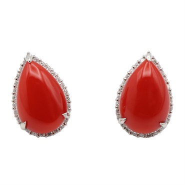 ジュエリー 珊瑚 ダイヤ ピアス ピアス ジュエリー レディース 珊瑚 6.7g