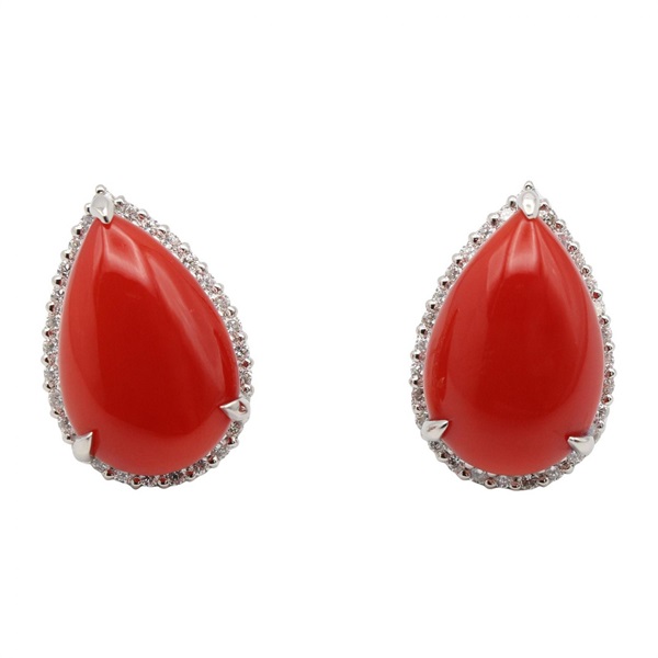 ジュエリー 珊瑚 ダイヤ ピアス ピアス ジュエリー レディース 珊瑚 6.7g