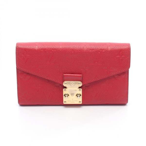 ルイ・ヴィトン ポルトフォイユメティス アンプラント スカーレット 二つ折り長財布 財布 レディース M63728