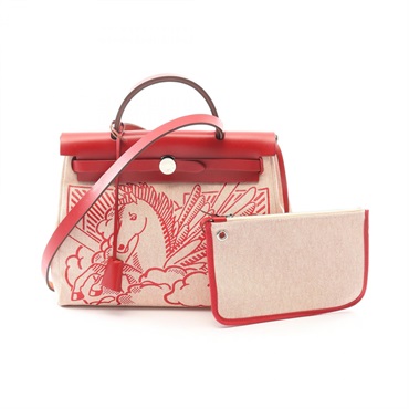 エルメス エールバッグジップPM ペガサスポップ ルージュピマン サンギンヌ エクリュ ハンドバッグ バッグ レディース