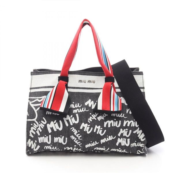 ミュウ ミュウ DENIM LOGO トートバッグ バッグ レディース