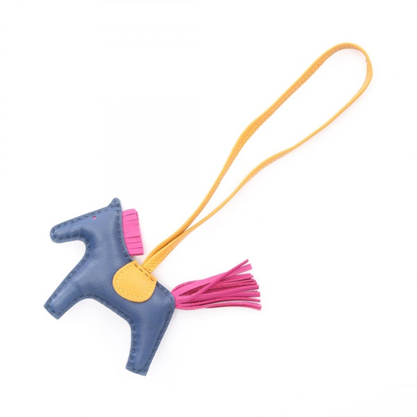 エルメス ロデオPM ブルーサフィール ローズパープル ナチュラルブトンドール チャーム アクセサリー レディース