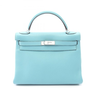 エルメス ケリー32 ブルーアトール ハンドバッグ バッグ レディース