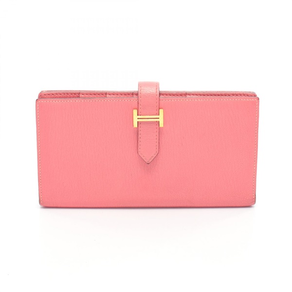 エルメス ベアンスフレ ローズエクストリーム 二つ折り長財布 財布 レディース