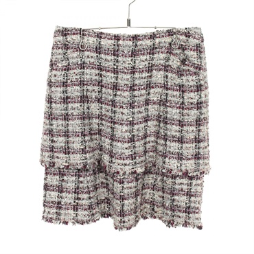 シャネル ココマークプレート付き ツイード ティアード スカート 衣料品  ボトムス レディース P26851V17324