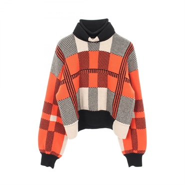 エルメス チェック ハイネック ニット 衣料品 トップス レディース