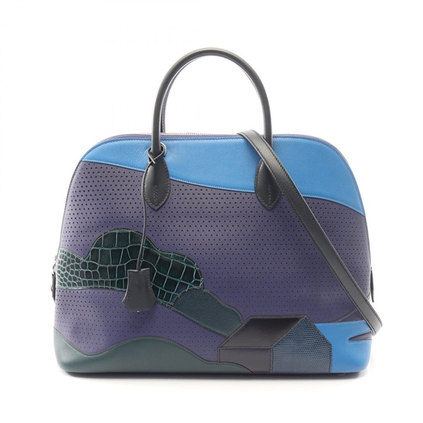 エルメス ボリード1923 35 AUBOUT DU MONDE ブルーアンクル ブルーゼリージュ ブルーニュイ 2WAY ハンドバッグ バッグ レディース