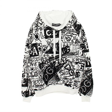 ドルチェアンドガッバーナ FLOCKED GRAFFITI PRINT Hoodie パーカー 衣料品 トップス メンズ