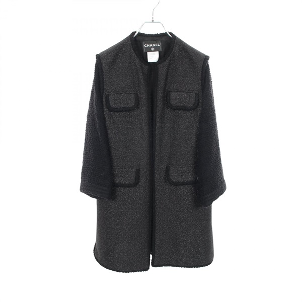 シャネル ココマークボタン 切替 ツイード ノーカラー その他コート 衣料品 アウター レディース P44723W05198