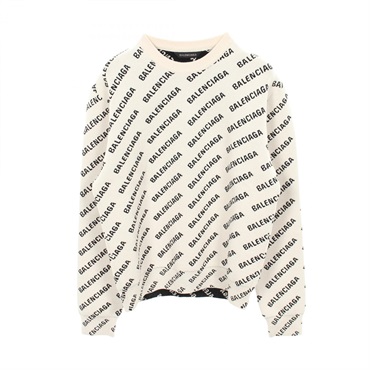 バレンシアガ ロゴ総柄 クルーネック ニット 衣料品 トップス メンズ レディース