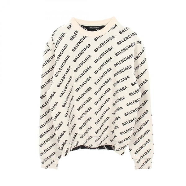バレンシアガ ロゴ総柄 クルーネック ニット 衣料品 トップス メンズ レディース