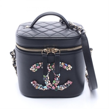 シャネル CHANEL クリスタルマニア マトラッセ ココマーク バニティ 2WAY ショルダーバッグ バッグ ラムスキン（羊革） レディース ブラック系 AS2322 【中古】 シャネル(CHANEL)シャネル クリスタルマニア マトラッセ ココマーク