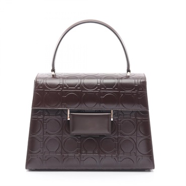 サルヴァトーレフェラガモ ガンチーニ 型押しロゴ ハンドバッグ バッグ レディース