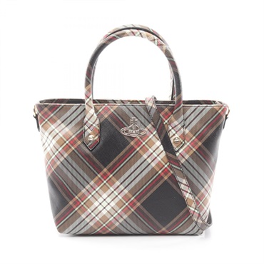 ヴィヴィアンウエストウッド MINI TOTE SAFFIANO BIOGREEN SAFFIANO PRINTED 2WAY タータンチェック ハンドバッグ バッグ レディース 4204007TUS