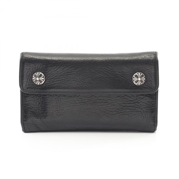 クロムハーツ ウェーブウォレット クロスボタン 二つ折り長財布 財布 メンズ