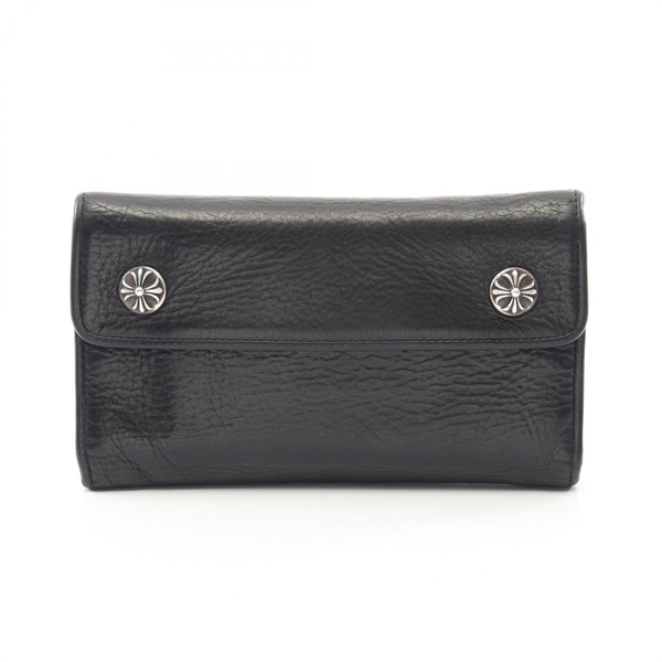 クロムハーツ ウェーブウォレット クロスボタン 二つ折り長財布 財布 メンズ