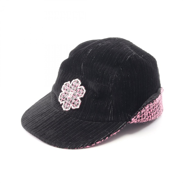 シャネル ココマーク ツイード コーデュロイ キャップ 帽子 レディース