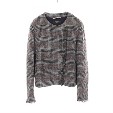 ウィークエンド マックスマーラ チェック柄 ノーカラージャケット 衣料品 アウター レディース