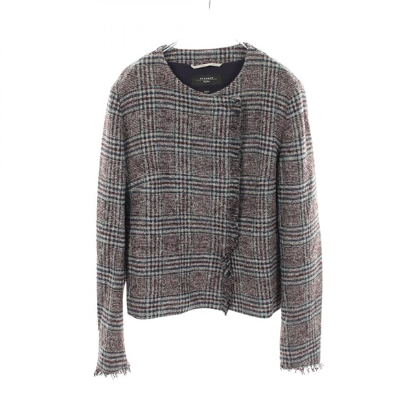 ウィークエンド マックスマーラ チェック柄 ノーカラージャケット 衣料品 アウター レディース