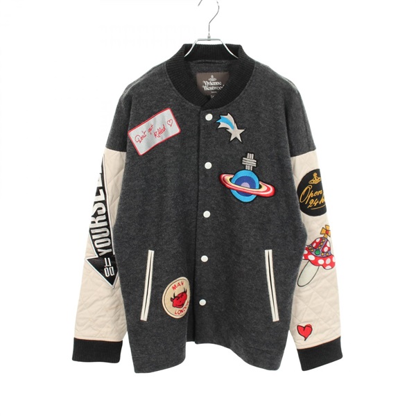ヴィヴィアンウエストウッドマン パッチ バーシティジャケット 切替 スタジャン 衣料品 アウター メンズ