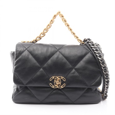 シャネルショルダー最終値下げ シャネル 24P フラップバッグ17cm パールチェーン ブラック (CHANEL