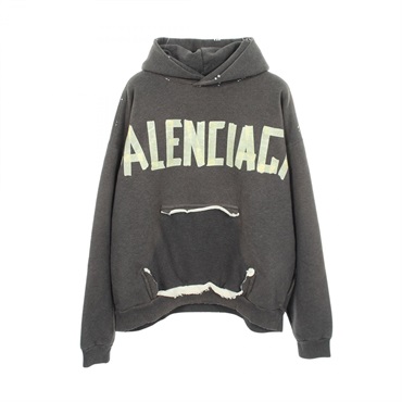 バレンシアガ TAPE TYPE RIPPED POCKET HOODIE ダメージ加工 パーカー 衣料品 トップス メンズ レディース 744190