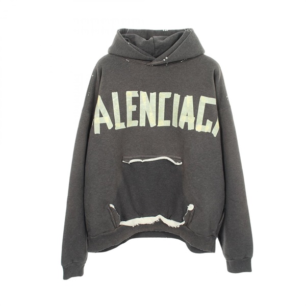 バレンシアガ TAPE TYPE RIPPED POCKET HOODIE ダメージ加工 パーカー 衣料品 トップス メンズ レディース 744190