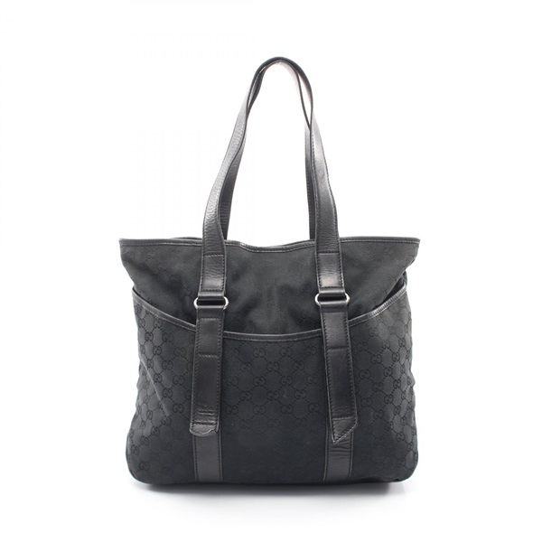 メンズ GUCCI グッチ GGキャンバス トートバッグ 黒