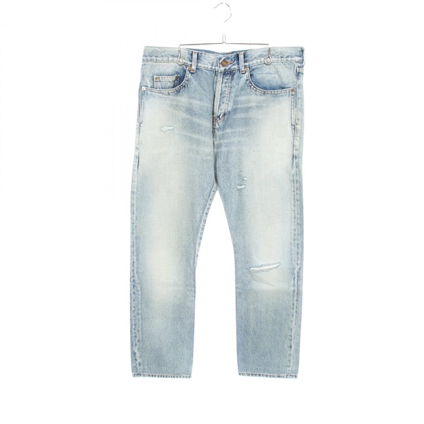 極美品】18SS SAINT LAURENT メタリックデニムパンツ シルバー SAINT 