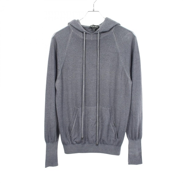美品 ジョルジオアルマーニ GIORGIO ARMANI ニット パーカー フーディー ジップアップ ウール メンズ 50(M相当)ブラック ジョルジオアルマーニ(GIORGIO ARMANI)ジョルジオアルマーニ ニット