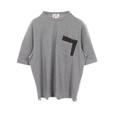 エルメス レザーポケット付き 長袖Tシャツ 衣料品 トップス メンズ