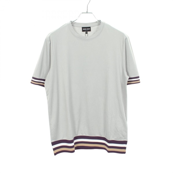 ジョルジオアルマーニ ストライプ リブ 半袖Tシャツ 衣料品 トップス メンズ 3LSM59