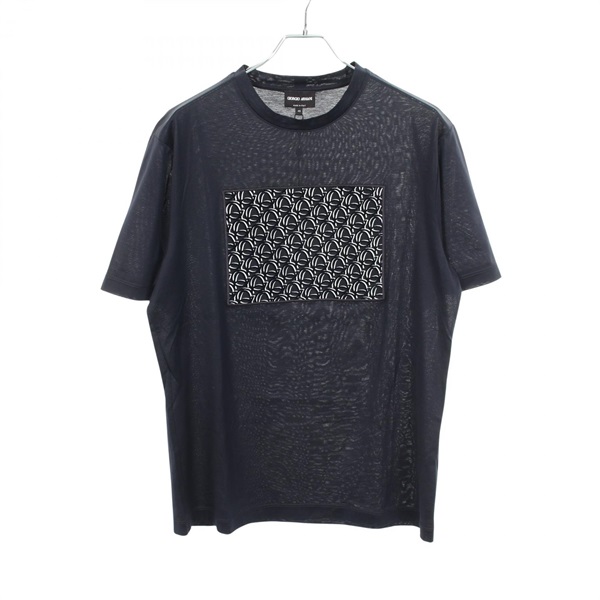 ジョルジオアルマーニ モノグラム パッチ クルーネック 半袖Tシャツ 衣料品 トップス メンズ 6GST60
