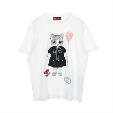 グッチ GUCCI × ヒグチユウコ 日本限定 ネコ スパンコール 半袖Tシャツ 衣料品 トップス レディース