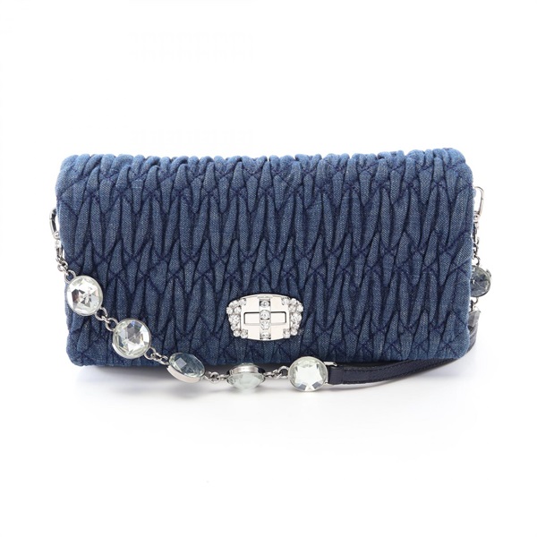 ミュウ ミュウ DENIM CRYSTAL マテラッセ ショルダーバッグ バッグ レディース