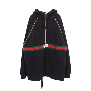 グッチ ウェブ シェリーライン GUCCIラベル付き ハーフジップ  パーカー 衣料品 トップス メンズ 645320
