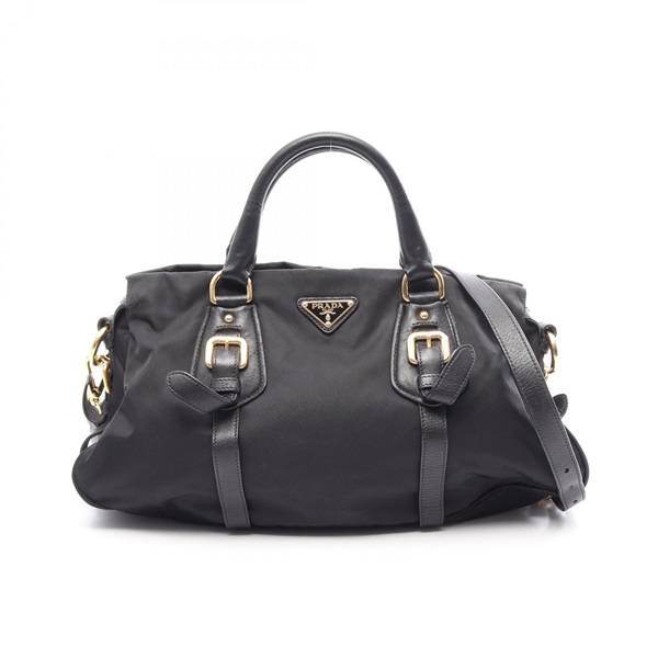 プラダ TESSUTO CALF 三角プレート 2WAY ハンドバッグ バッグ レディース