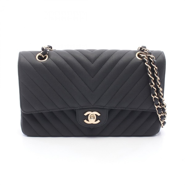シャネル(CHANEL)シャネル シェブロン Vステッチ Wフラップ ショルダー 