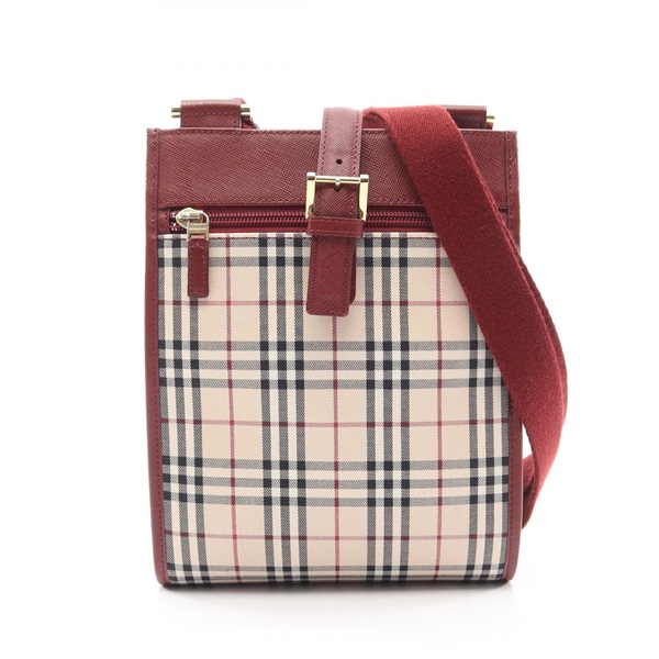 美品◆Burberry ワンショルダーバッグ ノバチェック ボルドー バーバリー(BURBERRY)バーバリー ノバチェック ショルダーバッグ