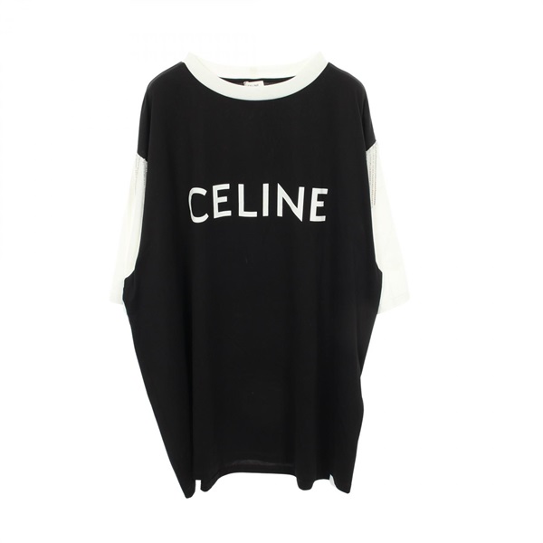 CELINE Tシャツ 黒 ロゴプリント セリーヌ(CELINE)セリーヌ ロゴプリント メタルフリンジ 半袖Tシャツ