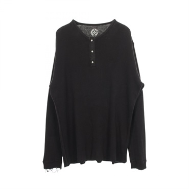 クロムハーツ クロスボールボタン スクロールロゴ ヘンリーネック 長袖Tシャツ 衣料品 トップス メンズ